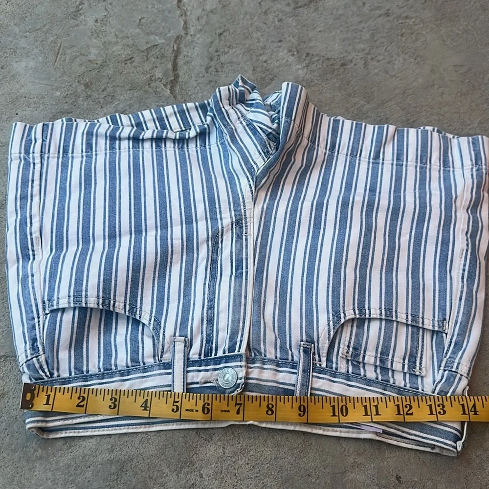 American Eagle Mom Short Striped Blue White Size 2